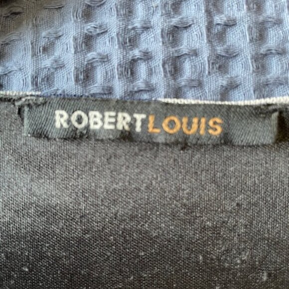 Blue, Gray and White Print Surplice Top - Picture 3 of 5